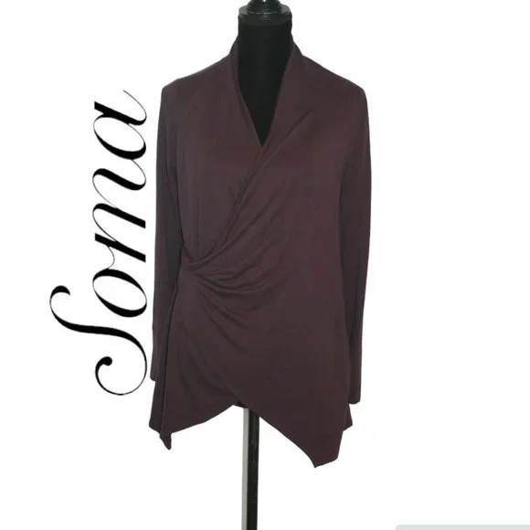 soma様 Soma | Tops | Soma Long Sleeve Vneck Wrap Shirt Plum Size Small